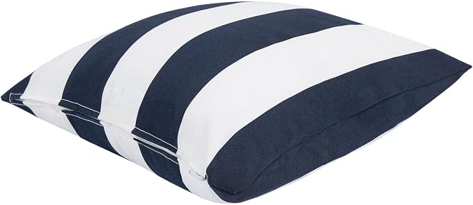 Throw Pillow Covers Set of 2, Outdoor Indoor Waterproof Decorative Patio Throw Pillowcase Shell 18x18 Inch, Square Cushion Case for Couch Sofa Garden Farmhouse Decoration-Navy White Stripe