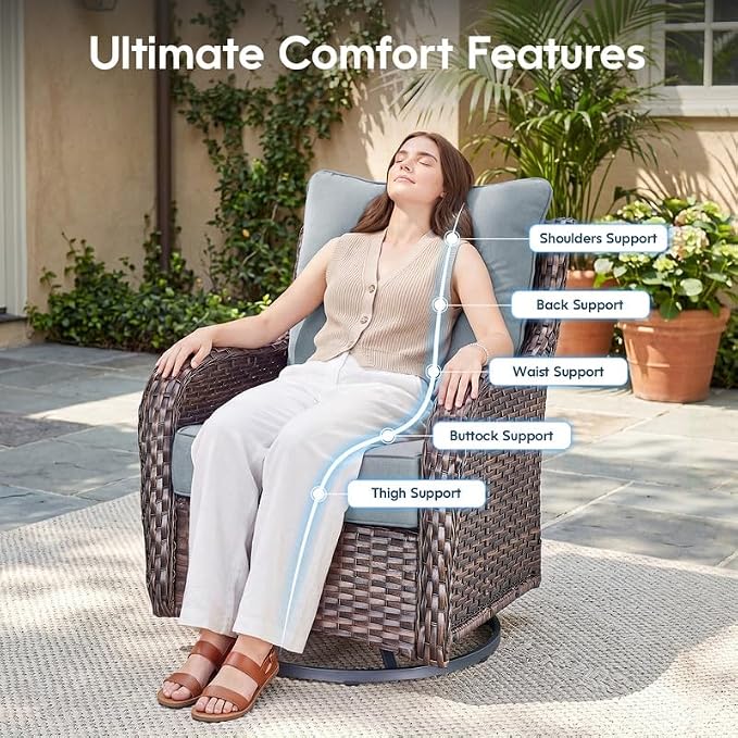 Luxury 22*24*6in Outdoor Patio Cushions, 4 Pieces Sky Blue Outdoor Cushion | 6'' Thick Outdoor Cushions, Water-Resistant, Reversible, Removable Cover, for Patio Chairs Sofa Couch Loveseat