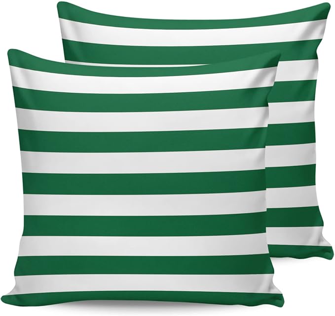 Outdoor Pillows 16x16 Waterproof Outdoor Pillow Covers Green Christmas Striped Vintage Polyester Throw Pillow Covers Garden Cushion Decorative Case for Patio Couch Decoration Set of 2 Farmhouse Xmas