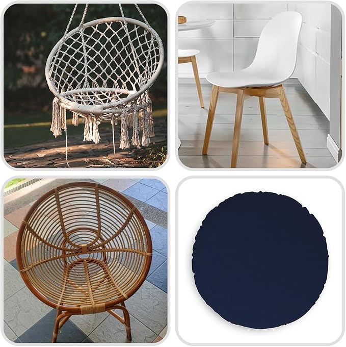 Covers & all Round Pillow Cover, Weather & UV Resistant Water Repellant Protector for Pillows Home Office Living Room Decor Chair Sofa Couch, with Zippers (32" Diameter x 5" H, Navy Blue)