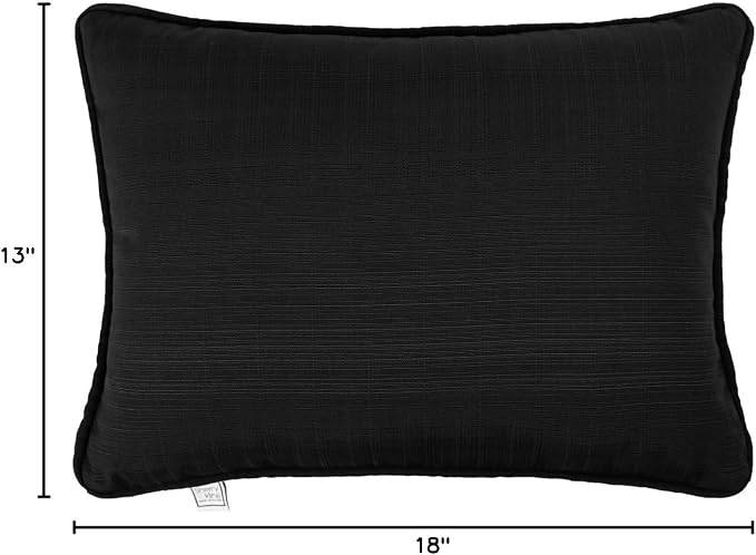 Sherry Kline Sunrise Indoor/Outdoor Rectangle (Boudoir) Corded Edge Filled Pillow Black 13"x18" Set of 2