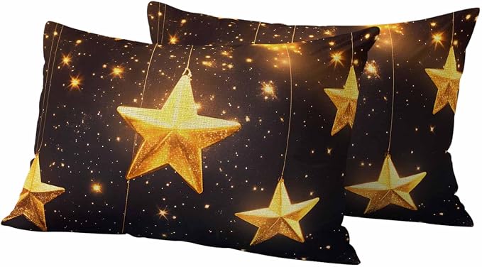 Gorgeous Star Outdoor Waterproof Throw Pillow Covers Set of 2, 20"x12", Starry Sky Dream Fantasy Decorative Pillow Covers Outside Cushion Case for Patio Porch Garden