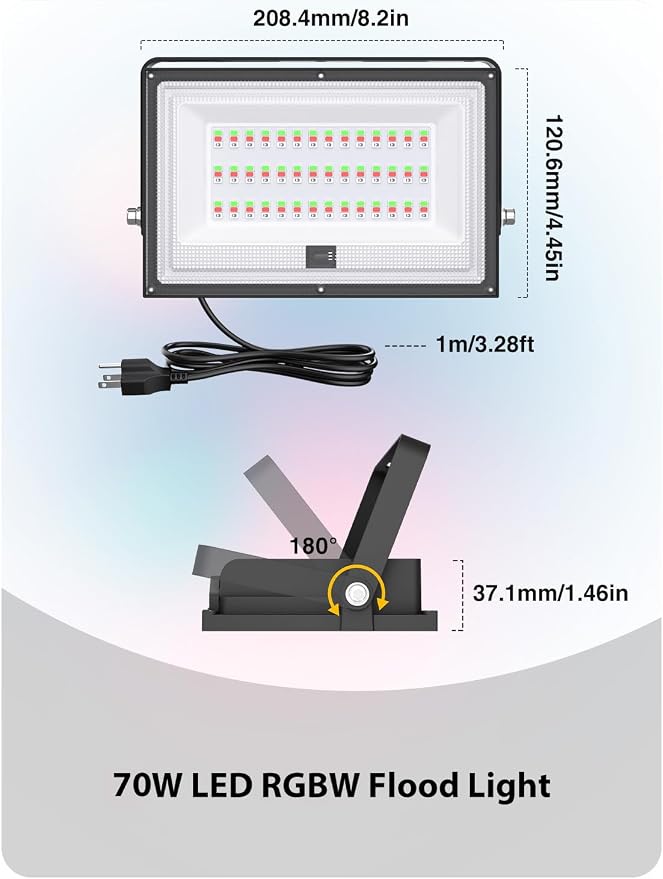 Onforu 4 Pack LED RGBW Flood Lights Outdoor 70W, 2700K Warm White Dimmable Million Color Changing Floodlight Waterproof with Remote, DIY Stage Lights Uplighting Indoor for Party