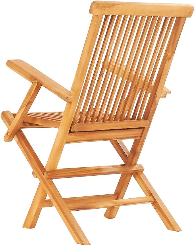 vidaXL Solid Teak Wood 7 Piece Folding Patio Dining Set Weather Proof Garden Table Chair Furniture Set Backyard Terrace Porch Poolside Home