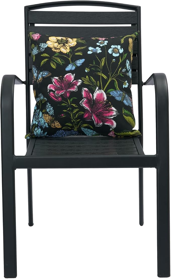 FUNHOME Outdoor Throw Pillows 18x18 inch,Decorative Throw Pillow with Insert Set of 2,Water Resistant Pillow for Patio Furniture Sofa Couch Chair(Butterfly Flower Black)