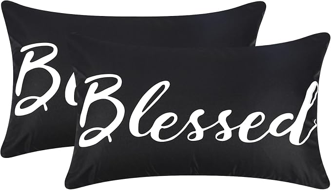 Adabana Outdoor Waterproof Blessed Pillow Covers Set of 2 12x20 Inch | Home Decorative Outdoor Pillows Cover for Patio Garden Porch Farmhouse