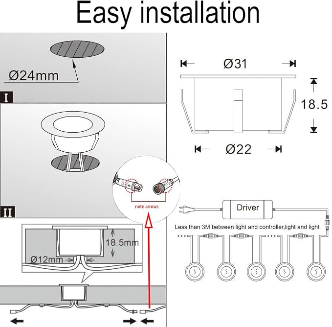 LED Deck Lights Kit, 6pcs Φ1.22 WiFi Smart Phone Control Low Voltage Recessed RGBW Deck Lighting Waterproof Outdoor Yard Path Stair Decor, Black