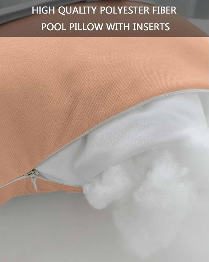 DecorLovee Peach Fuzz Outdoor Recliner Pillows for Head, Modern Peach Fuzz Pink Waterproof Chair Pillow with Elastic Stripe, Farmhouse Chaise Lounge Headrest Pillow for Patio/Beach/Pool 1Pack, 11"x16"