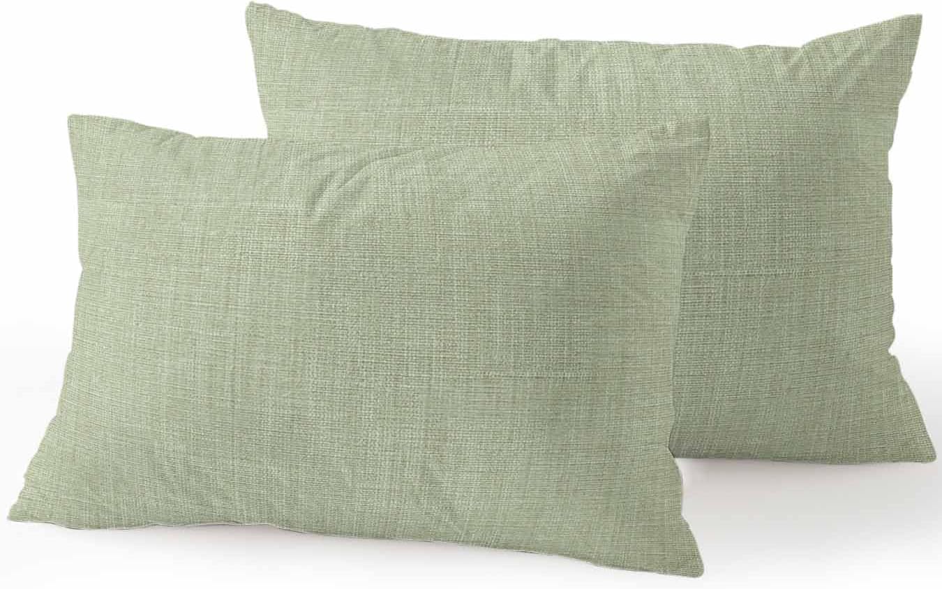 Outdoor Waterproof Throw Pillows Vintage Sage Green Linen Style Patio Pillows Pack of 2,Decorative Pillow Covers with Insert,Pillow Cushion Case for Garden Couch Sofa Country Pastoral Solid Color