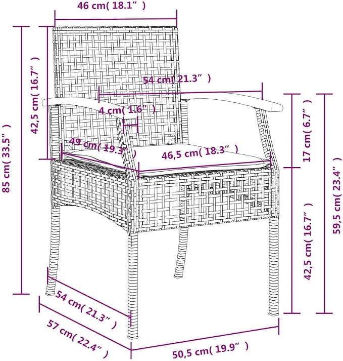 5 Piece Outdoor Dining Set with Cushions, Gray Poly Rattan Patio Furniture for Lawn Garden Backyard, Steel Frame Glass Top Table & UV Protection Chairs