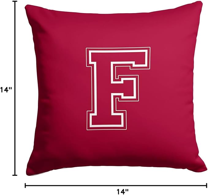 Caroline's Treasures CJ1032-FPW1414 Letter F Initial Monogram - Maroon and White Fabric Decorative Pillow 100% Machine Washable Pillow, Indoor or Outdoor Decorative Throw Pillow for Couch, Bed or Pati