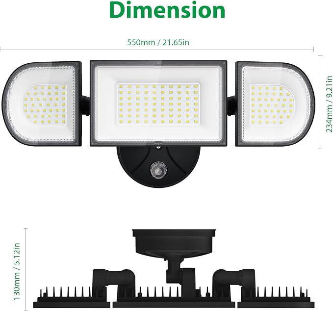iMaihom 180W Dusk to Dawn Flood Lights Outdoor, 18000LM 6500K Super Bright LED Security Lights, IP65 Waterproof Exterior Light with Photocell, Hardwired Outdoor Lighting for Yard, Garden, Garage Black