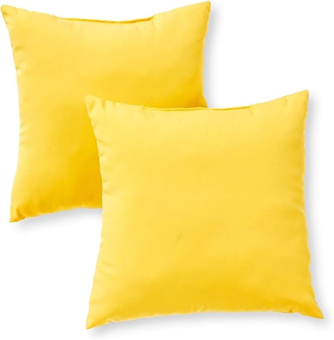 Unknown1 Driftwood Yellow Outdoor 17-inch Accent Pillow (Set of 2) Solid Modern Contemporary Transitional Polyester Fade Resistant Uv Water
