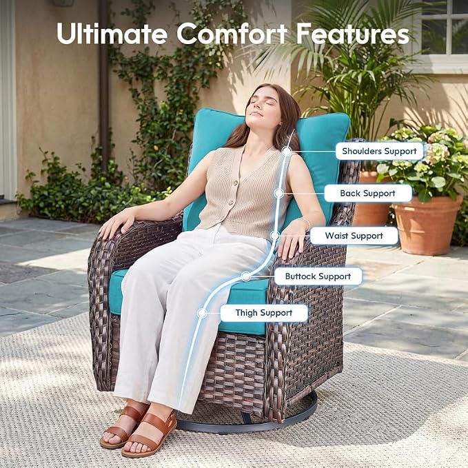 Luxury 22*24*6in Outdoor Patio Cushions, 6 Pieces Teal Outdoor Cushion | 6'' Thick Outdoor Cushions, Water-Resistant, Reversible, Removable Cover, for Patio Chairs Sofa Couch Loveseat