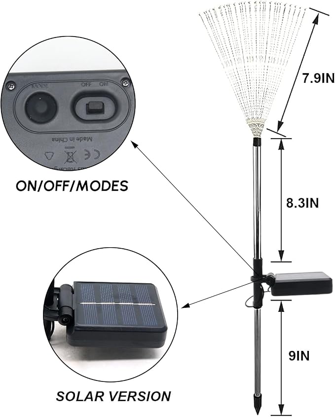 Solar Garden Firework Lights Outdoor Waterproof 4 Pack 120 LED Sparklers Solar Lights for Outside Patio Backyard Yard Pathway Walkway Decorations 4th of July Decorations (Colorful)