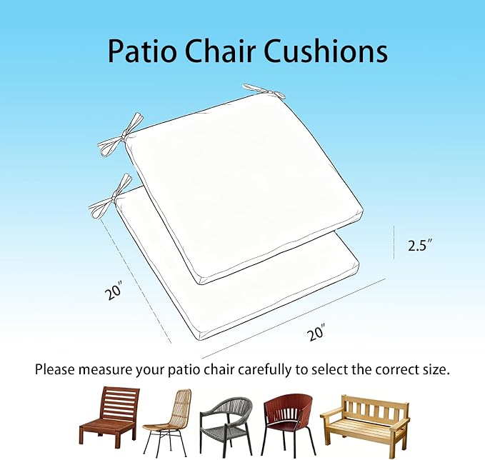 Outdoor Dining Chair Cushions 20x20x2.5 Inch 2 Pack, Water repallent Square Patio Seat Cushions, UV Resistant Fade Proof Outdoor Chair Pads for Garden Deck Porch Dining Furniture,Green Floral