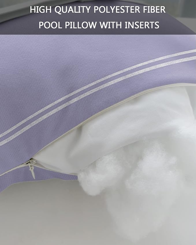 Outdoor Pillows Covers with Inserts Solid Color Medium Purple Waterproof Recliner Pillow with Adjustable Strap Throw Pillows for Patio Furniture Pool Lounge Chair, 11x16 inch, 1PCS