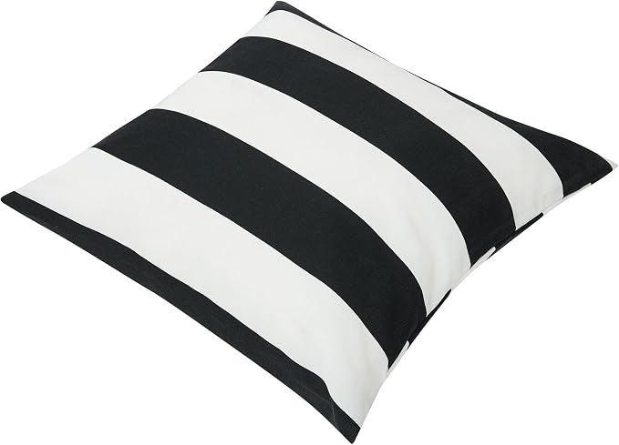 Throw Pillow Covers Set of 2, Outdoor Indoor Waterproof Patio Throw Pillowcase Shell 18x18 Inch, Square Cushion Case for Couch Sofa Garden Farmhouse-Black White Stripe