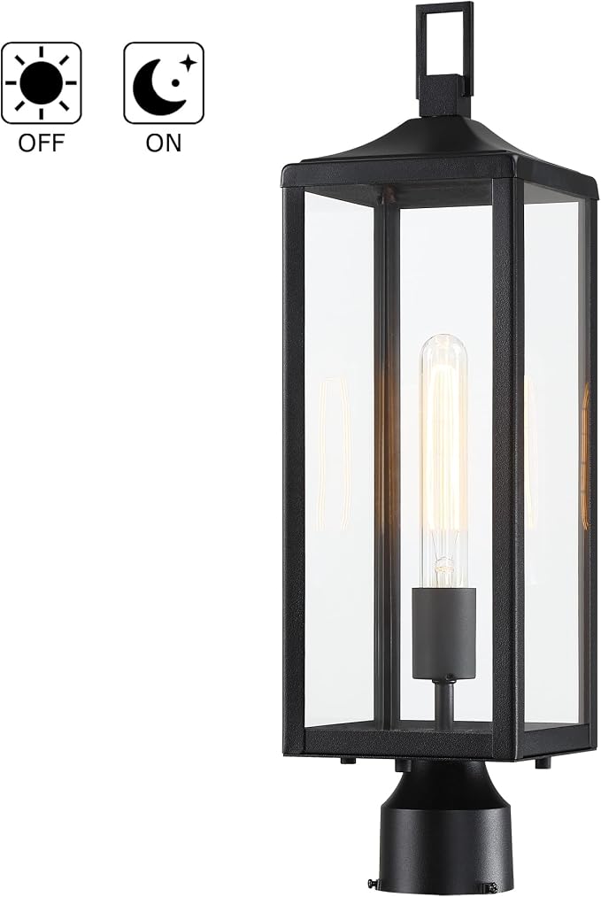 21.3 Inch Outdoor Lamp Post Light Fixture Dusk to Dawn - Residential Sidewalk Lamp Post Sconce Dusk to Dawn Outside Pole Lantern for House Outdoor Column Light, E26