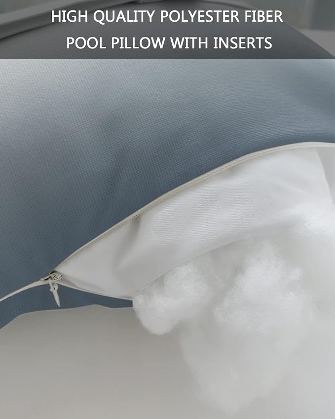 Outdoor Pillows Covers with Inserts Brown Grey Gradient Waterproof Recliner Pillow with Adjustable Strap Throw Pillows for Patio Furniture Pool Lounge Chair, 11x16 inch, 2PCS