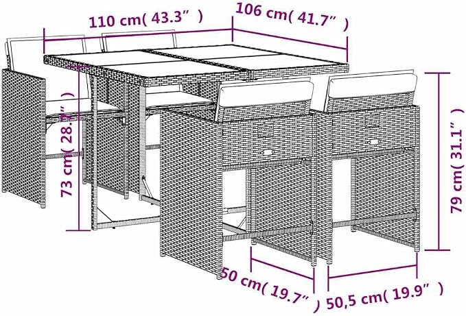 5 Piece Patio Dining Set with Cushions Black Poly Rattan Outdoor Garden Furniture Table and 4 Folding Chairs with Removable Washable Covers UV-Proof Tempered Glass Top for Backyard Deck Entertaining