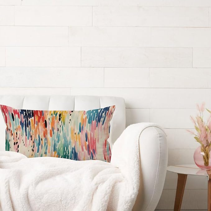 Rectangle Lumbar Pillow Case Make It Rain Fiesta Pillowcase Modern Rainbow Colorful Pillow Cover Accent Square Couch Sofa Cushion Covers for for Sofa Couch Bed Decorations 12x24in