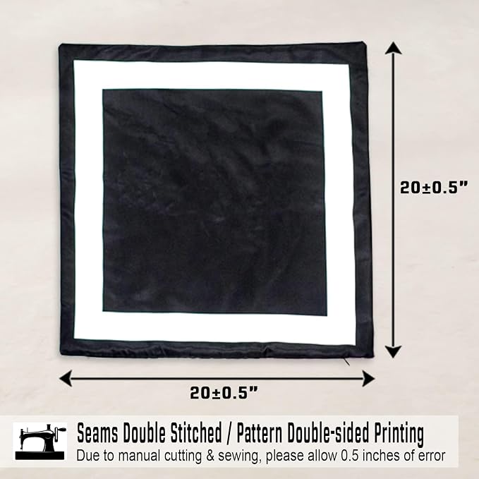 JOJOGOGO Black Outdoor Throw Pillow Covers Waterproof 20x20 Set of 2, Black and White Decorative Outdoor Waterproof Sunburn Resistant Boho Pillows 20 x 20 for Patio Furniture Porch (White Border)