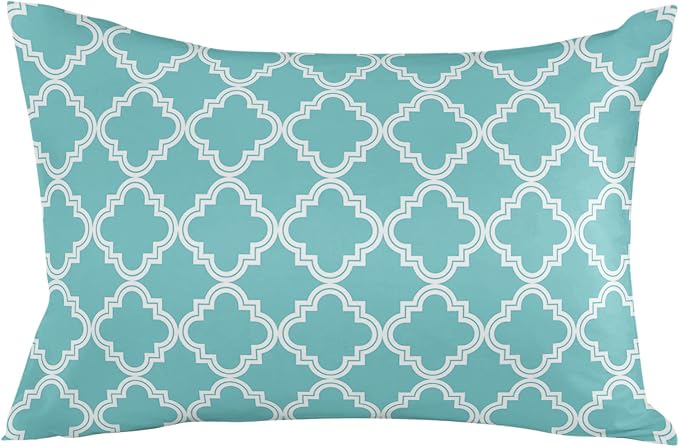 Outdoor Waterproof Pillow Covers for Patio Moroccan Pattern Decorative Throw Pillow Cover Geometric Trellis Cyan Blue Pillowcases Set of 2 Cushion Case for Sofa Couch Chair Home Decor 20x12 inch