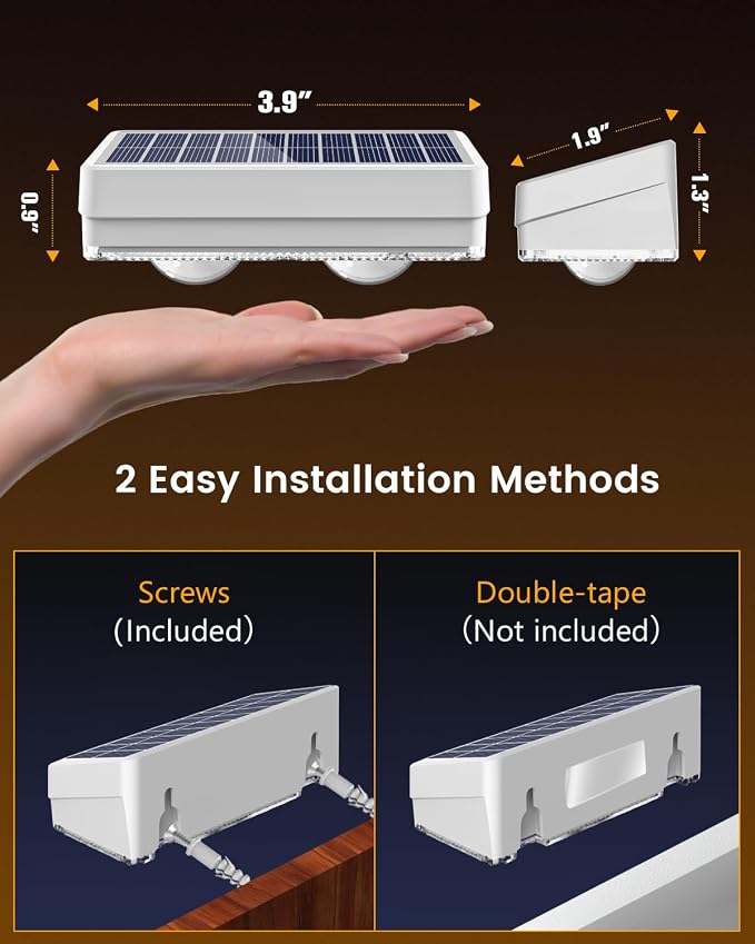 JOFIOS Solar Fence Lights Outdoor Waterproof, 80 Lumens Solar Lights for Fence with Warm White & RGB 8 Colors,Outdoor Solar Light for Deck, Patio, Backyard, Fence, Railing (8-Pack-White)