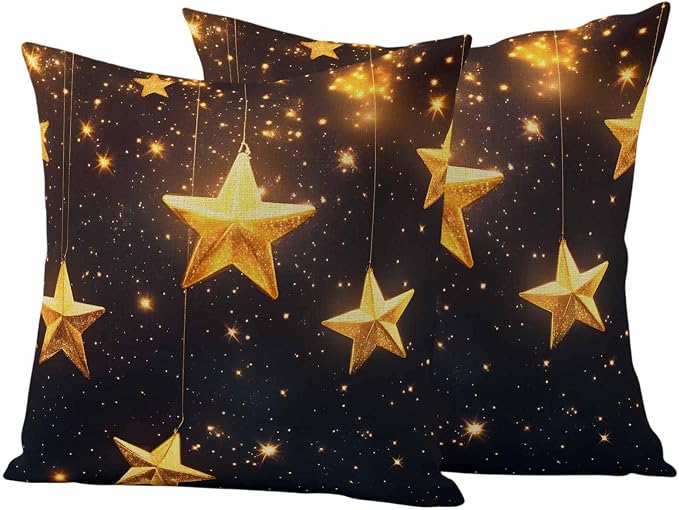 Gorgeous Star Outdoor Waterproof Throw Pillow Covers Set of 2, 16"x16", Starry Sky Dream Fantasy Decorative Pillow Covers Outside Cushion Case for Patio Porch Garden