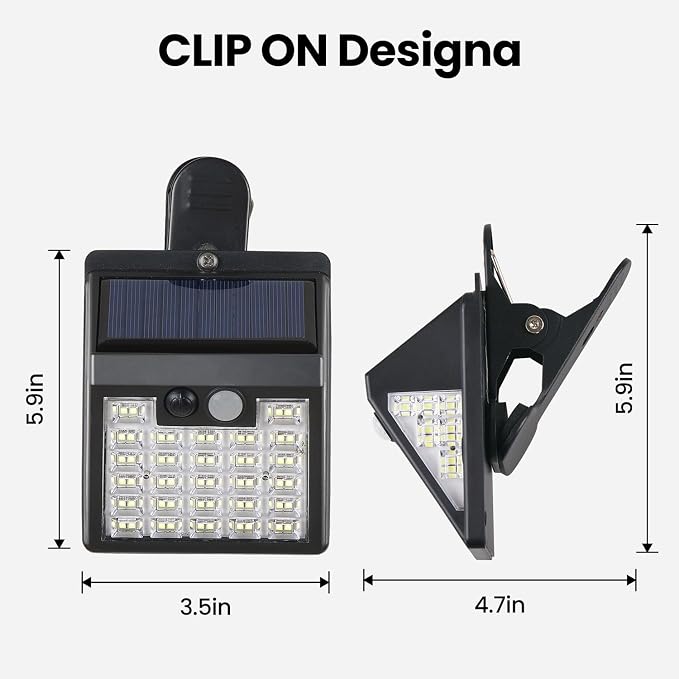 4 Pack Clip On Solar Lights Outdoor,Motion Sensor Outdoor Lights, 72LEDs 600LM Solar Lights with Motion Sensor,Outdoor Solar Lights for Fence,Deck Railing, Gutter,Patio,Garden (6000-6500K)