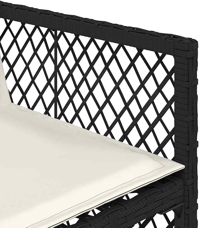 17-Piece Garden Dining Set with Cushions, Large Rectangular PE Rattan Outdoor Patio Table with 12 Folding Chairs and 4 Stools for Backyard, Deck and Terrace, Black and Cream