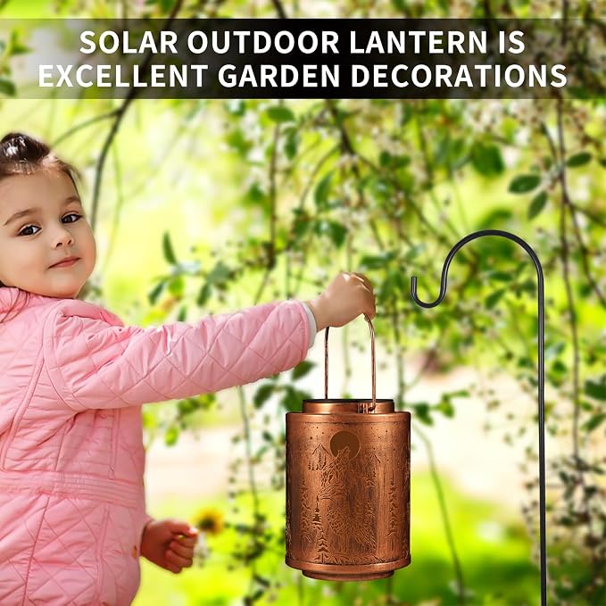 Wolf Solar Lanterns Hanging Waterproof Garden Decor Gifts for Women | Metal Solar Lights Outdoor Decoration for Outside LED Lanterns for Yard Patio Lawn Pathway Birthday Gifts for Mon Grandma