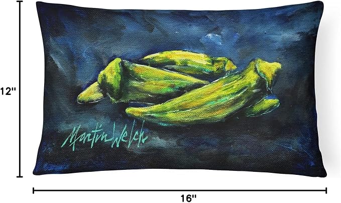 Caroline's Treasures MW1229PW1216 Okra Bleu Canvas Fabric Decorative Pillow Machine Washable, Indoor Outdoor Decorative Pillow for Couch, Bed or Patio, 12HX16W