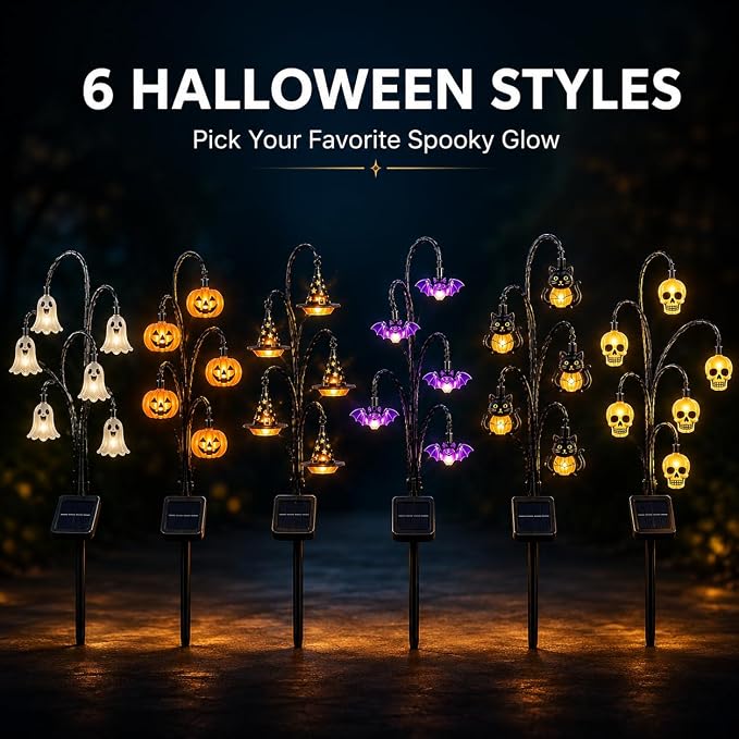 Halloween Solar Tree Stump Light, Glowing Ghost Garden Stake Lantern for Outdoor ,Style B