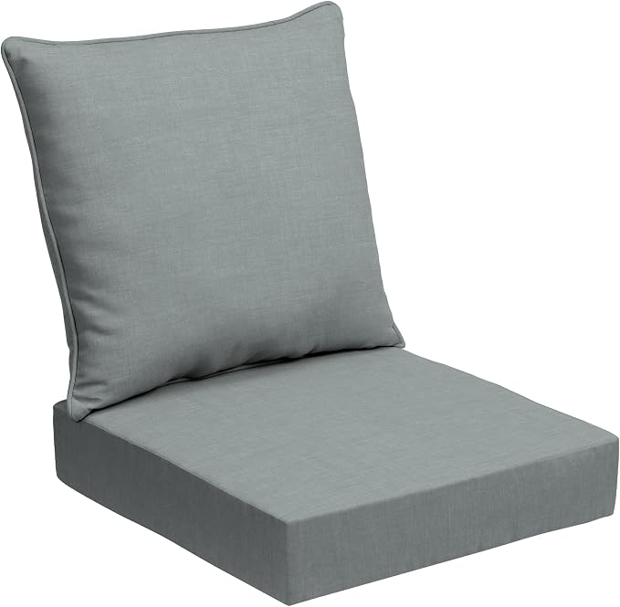 Arden Outdoor Deep Seat Cushion Set, Foam, 24x24, Stone Grey | Sofa, Couch, Conversation Set, Premium High-Density Foam, Never Flattens, Mold and Mildew Resistant