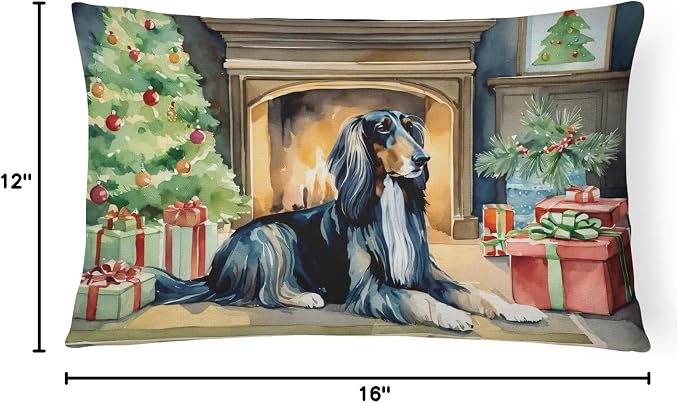 Caroline's Treasures DAC2586PW1216 Afghan Hound Cozy Christmas Throw Pillow Machine Washable, Indoor Outdoor Decorative Pillow for Couch, Bed or Patio, 12HX16W
