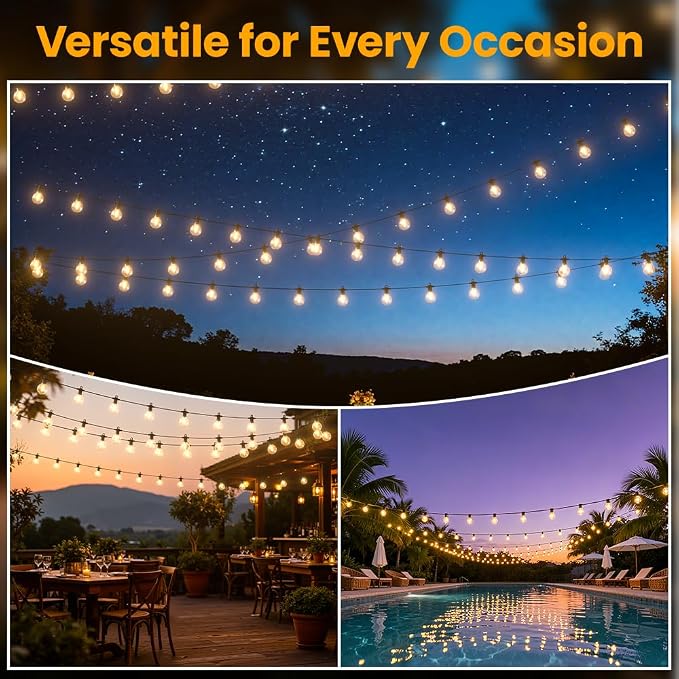 LED Outdoor String Lights, 500FT Patio Lights with 250+10 Shatterproof G40 Globe Bulbs, Waterproof Connectable Dimmable 2700K Hanging Lights for Outside Backyard Porch Balcony Party Gazebo Bistro cafe