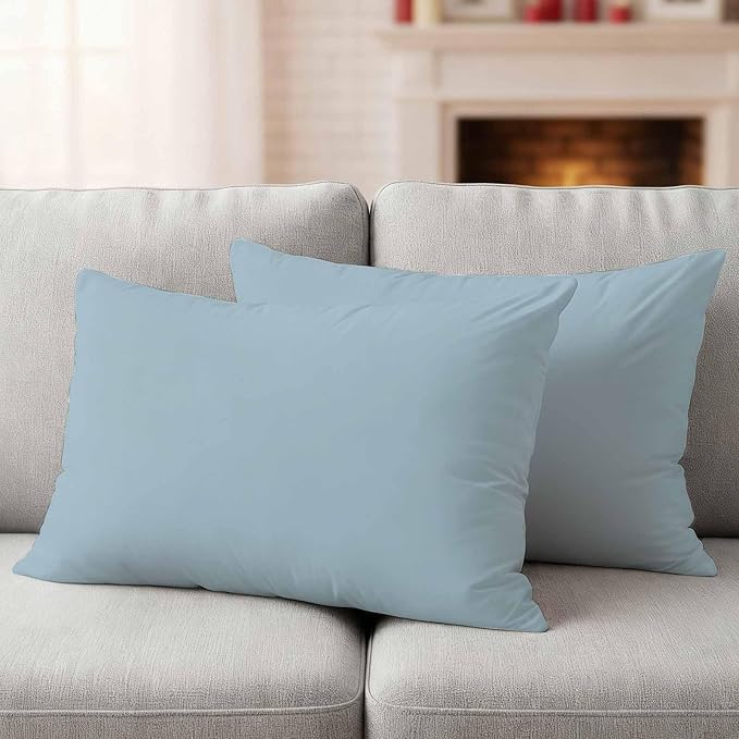 Sky Blue Outdoor Pillow Covers 20x12 Inch Lumbar Pillow Covers Set of 2 Waterproof Decorative Throw Pillow Cases Modern Pure Winter Sky Blue Cushion Covers for Patio Furniture Garden Couch Sofa