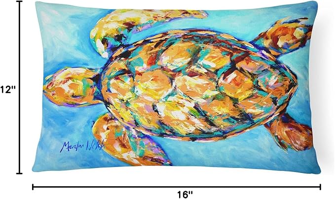 Caroline's Treasures MW1150PW1216 Sand Dance Turtle Canvas Fabric Decorative Pillow Machine Washable, Indoor Outdoor Decorative Pillow for Couch, Bed or Patio, 12HX16W