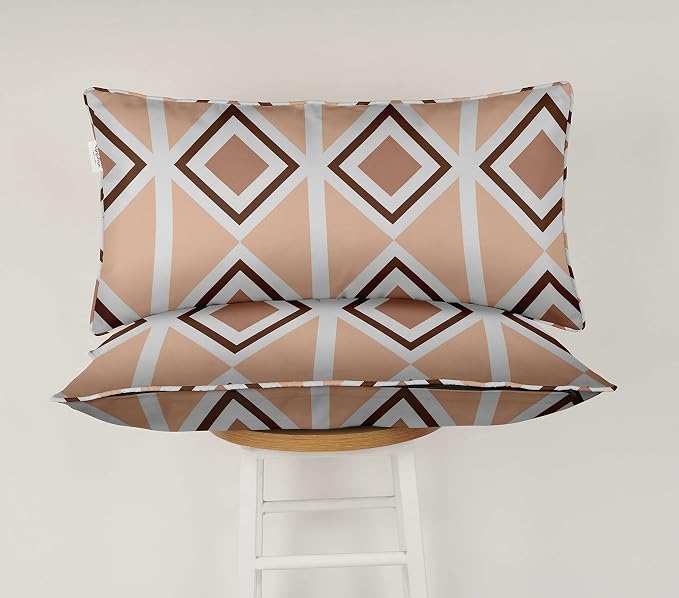 Indoor/Outdoor Polyester Fabric Lumbar Pillow Cover, All-Weather Waterproof Rectangular Cushion Case for Patio Furniture, 16 x 24 Set of 2 - Geometric-80
