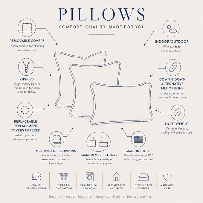 Howard Elliott Collection Fluffy Square Throw Pillow, Premium Stuffer Decorative Comfortable Sleeper Cushion, Soft Square Pillow Insert for Bedroom, Couch & Sofa, 20 x 20 Inch, Avanti Black