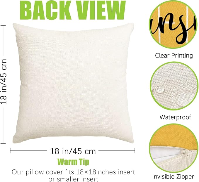 RABUSOFA Outdoor Pillows Waterproof Decorative Throw Pillows,18x18 Inch Hello Sunshine Summer Pillow Covers,Mustard Outdoor Pillow Cases for Patio Furniture(2-18) (18"x18")