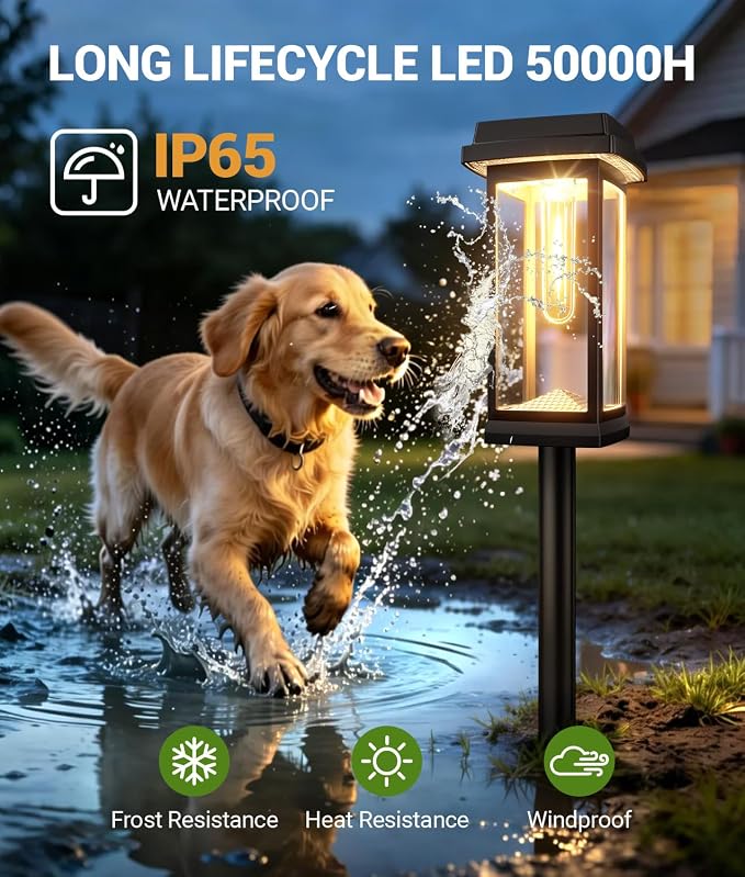 Solar Pathway Lights Outdoor, 12 Pack Upgraded Solar Garden Lights Solar Powered, Solar Lights Outdoor Waterproof IP65, 15 Hours Outdoor Solar Lights for Yard Patio Landscape Walkway Driveway Decor