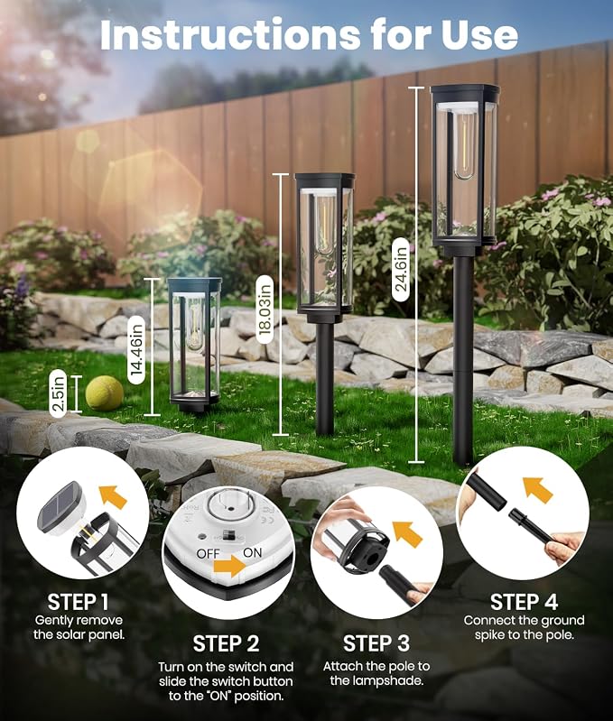 ALFIOT Solar Pathway Lights Outdoor Solar Lights Outdoor, IP65 Waterproof Auto On/Off Solar Garden Lights Solar Powered Landscape Lighting for Yard Walkway Driveway Pathway (Cool White, 2pack)