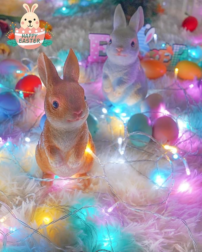 2 Pack 100 LED Easter Lights Battery Operated String Twinkle Fairy Lights | 33FT 8 Modes Multicolor Easter Battery Lights with Auto Timer, Waterproof Pastel Lights for Indoor Outdoor Garden Party Decor
