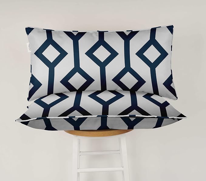 Indoor/Outdoor Polyester Fabric Lumbar Pillow Cover, All-Weather Waterproof Rectangular Cushion Case for Patio Furniture, 12 x 20 Set of 2 - Abstracts-36
