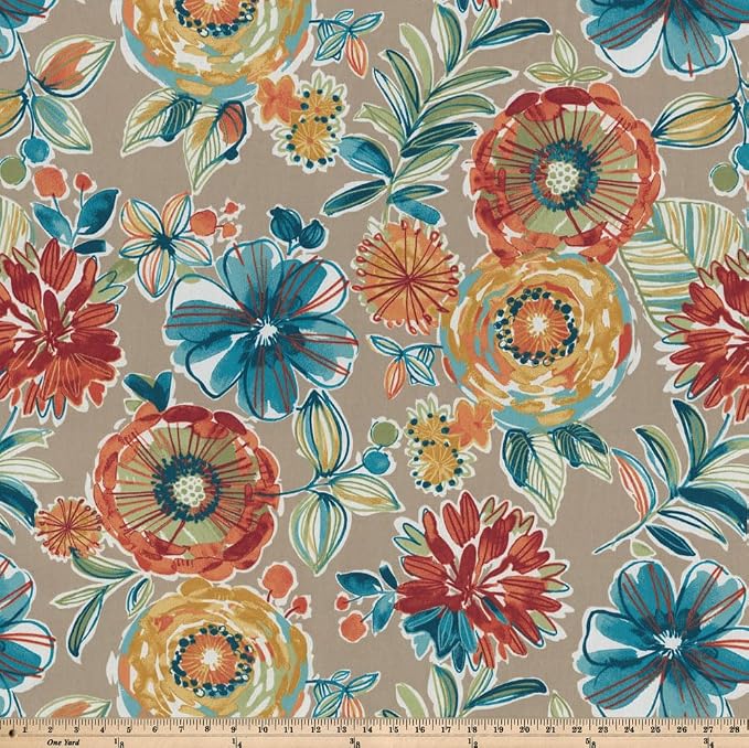 Pillow Perfect Bright Floral Indoor/Outdoor Throw Pillows, 2 Count, Lumbar - 11.5" x 18.5", Tan/Blue Colsen