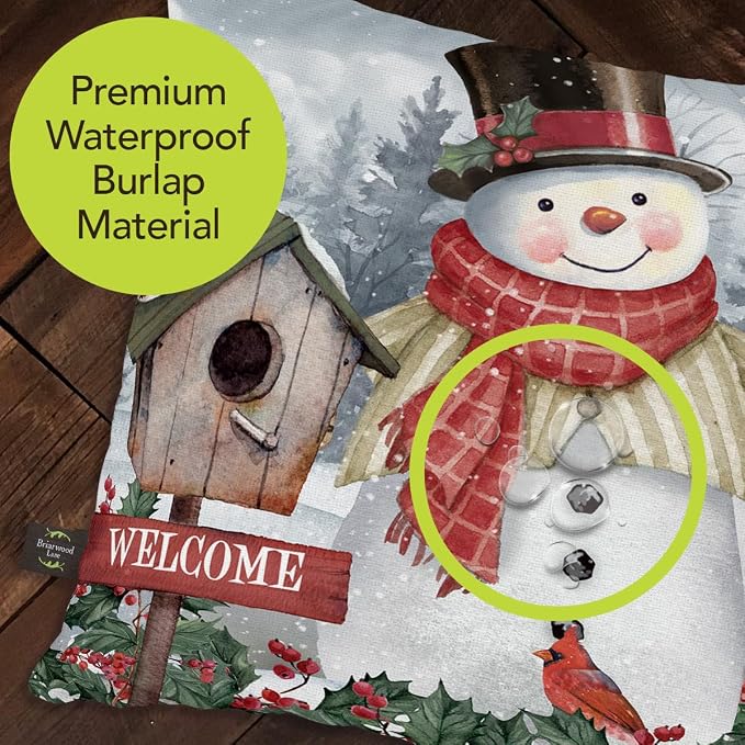 Briarwood Lane Winter Indoor/Outdoor Pillow 17x17 Jolly Snowman Welcome for Winter Pillow