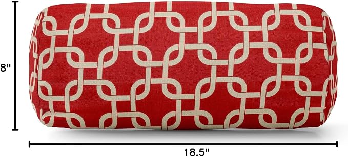 Majestic Home Goods Red Links Indoor / Outdoor Round Bolster Pillow 18.5" L x 8" W x 8" H